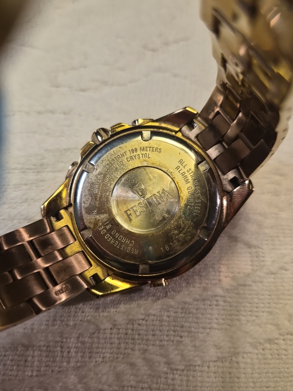 Mens Festina Watch Chronograph Gold Plated F 16119 Chrono Bike Blue Face ✨️💫 - Picture 12 of 13